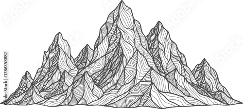 Abstract Geometric Mountain Range with Detailed Hand-Drawn Texture