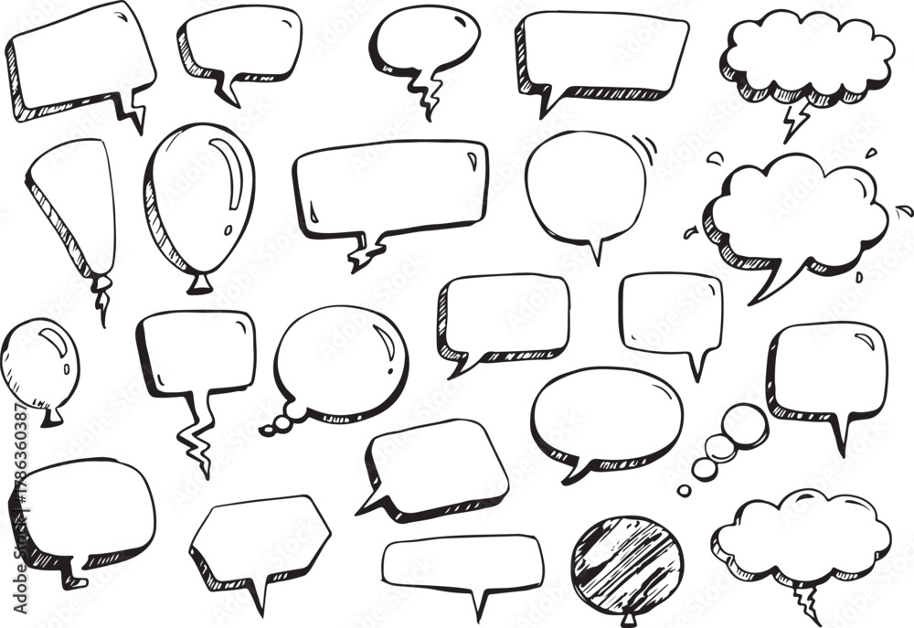 Fototapeta premium hand drawn comic speech bubble set