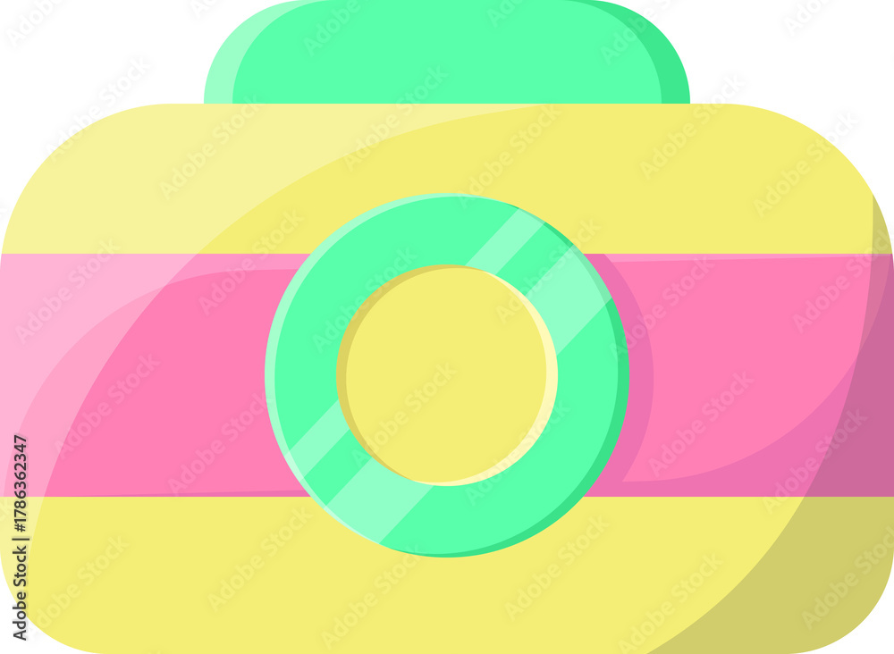 Obraz premium Colorful Flat Camera Icon for Creative Content