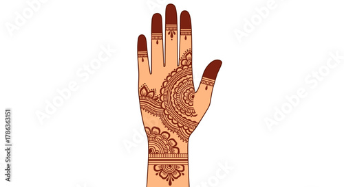 Beautiful Henna Tattooed Hand Celebrating Tradition Intricate Designs Isolated on Transparent Background for Festive Occasions