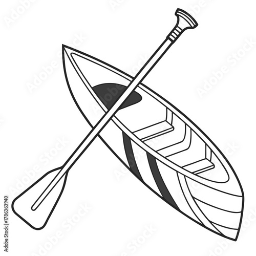 Canoe and Paddle Illustration boat watercraft
