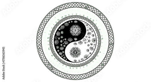 Intricate Yin Yang Mandala Harmony Spiritual Balance Zen Circle Isolated on Transparent Background Peaceful Meditation Symbol