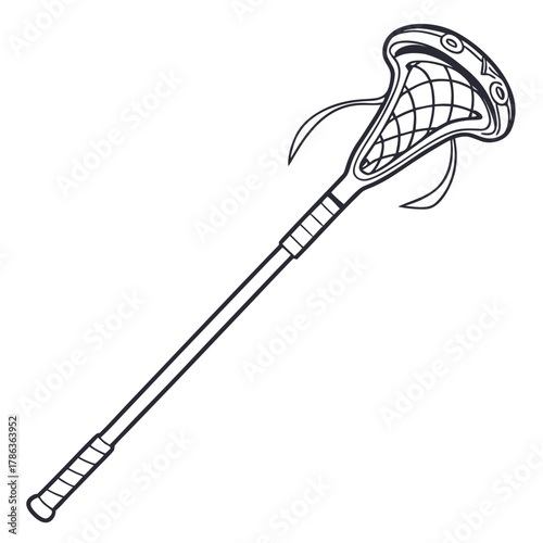 Lacrosse Stick Outline on White Background sport equipment