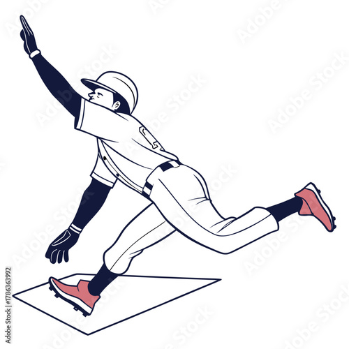 Baseball Player Sliding into a Base athlete sport