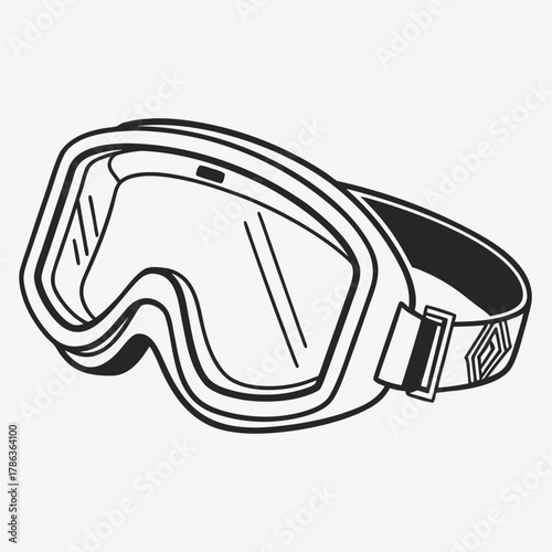 Black and White Ski Goggles Illustration Keywords: ski goggles, snowboarding goggles, winter