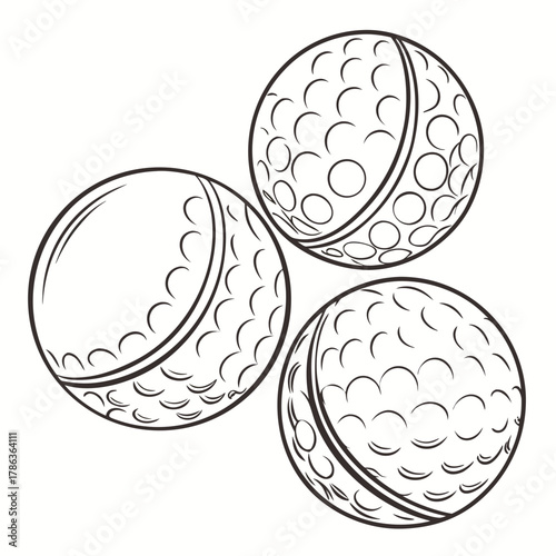 Three Golf Balls with Dimple Texture sport equipment