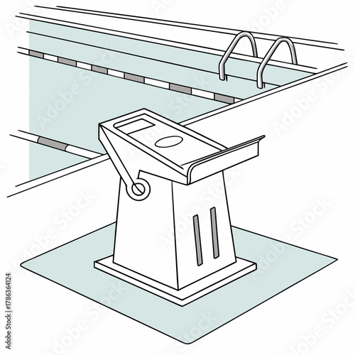 Swimming Pool Starting Block With Lanes And Diving Board Keywords: swimming, pool, starting