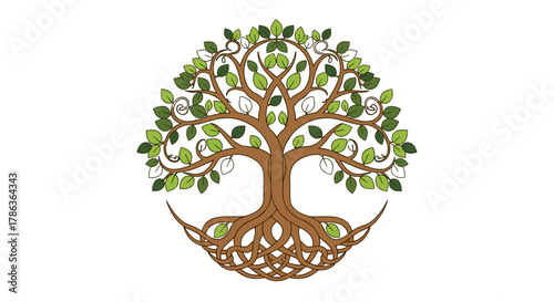 Vibrant Celtic Tree of Life symbolizing nature connection and growth isolated on transparent background for spiritual art