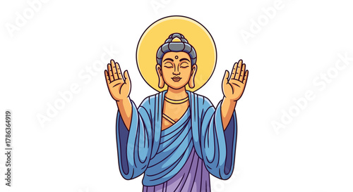 Serene Buddha Statue Offering Enlightenment Peace and Wisdom Isolated on Transparent Background