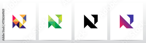 Triangles Geometric Futuristic Minimalist Modern Letter Initial Logo Design N