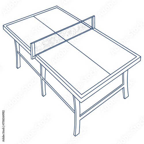 Ping Pong Table Outline Drawing On White Background Keywords: ping pong, table tennis, table