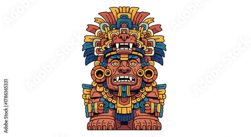 Ancient Aztec Deity Symbol of Power and Heritage isolated on transparent background