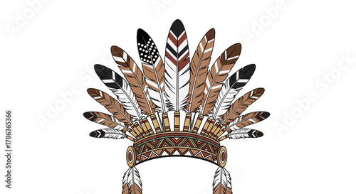 Authentic Native American War Bonnets Symbolizing Power and Tradition Isolated on Transparent Background