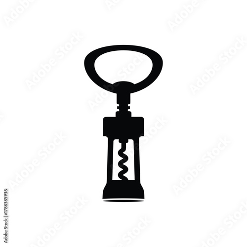 Black silhouette of a corkscrew on white background 1