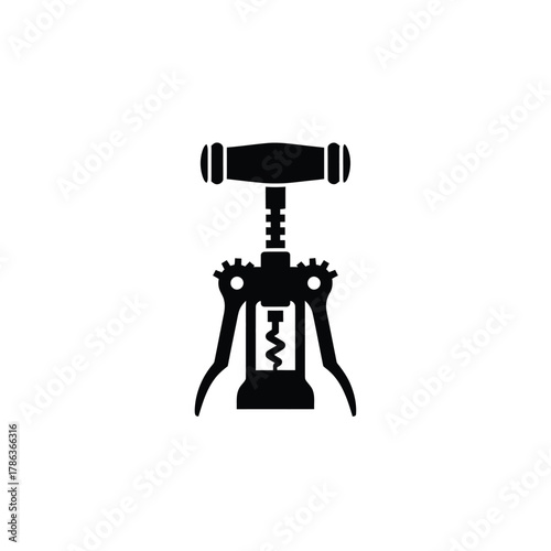 Black silhouette of a corkscrew on white background