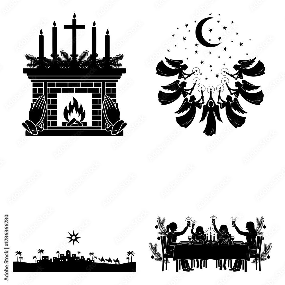 Obraz premium Christmas Eve Nochebuena Candle Design Design E Vector Illustration