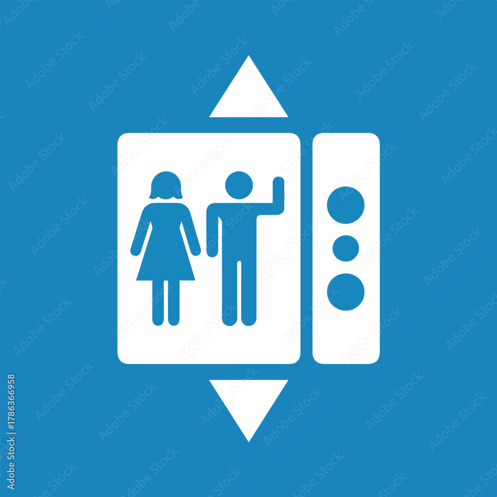 Obraz premium Elevator sign vector illustration on blue background safety direction