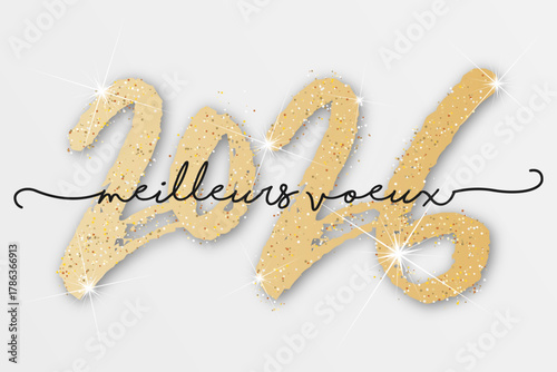 Bonne année - meilleurs vœux 2026 - vecteur pour affiche bannière salutation et célébration du nouvel an 2026.