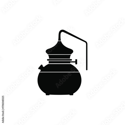 Black silhouette of a distillation apparatus equipment 2