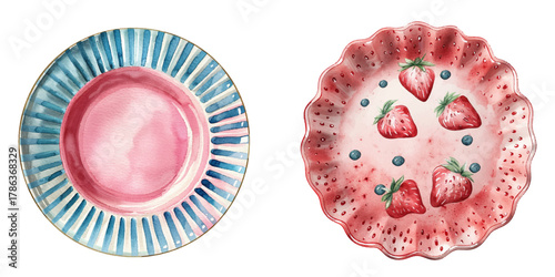 cute plate watercolor vector illustration