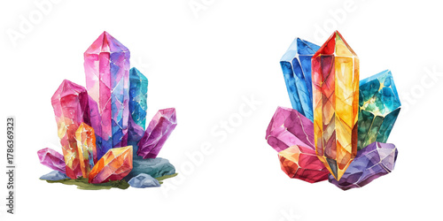 gemstone watercolor vector illustration