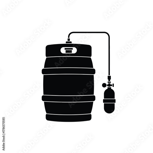 Black silhouette of a keg and C O2 tank with tubing