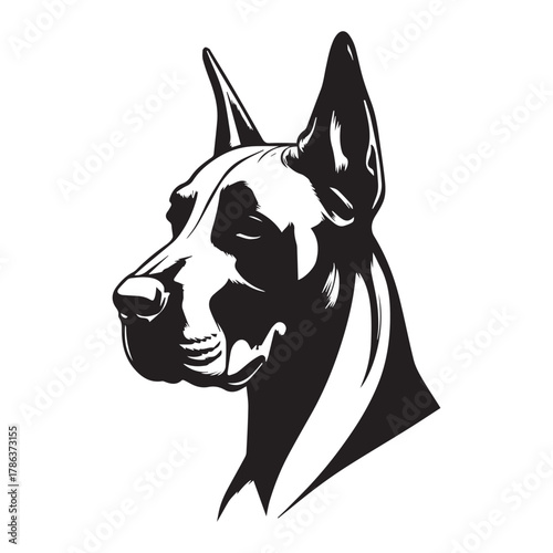 Great Dane Dog Profile Silhouette Vector Art
