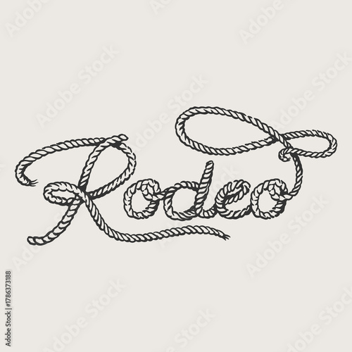 Rodeo Rope Lettering Hand Drawing Western Art
