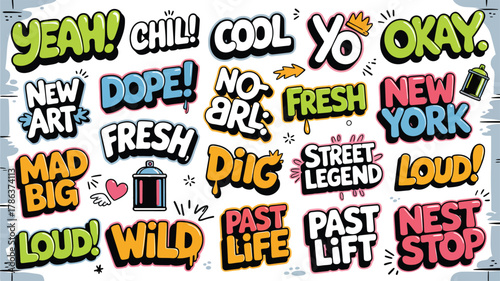 Dynamic Graffiti Style Word Art Collection .