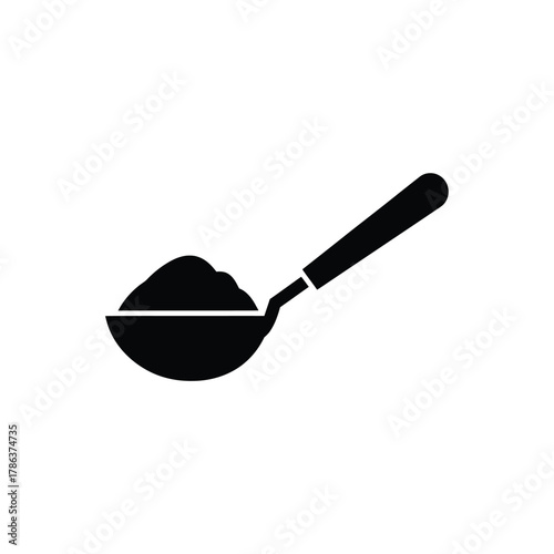 Black silhouette of a scoop filled with powder white
