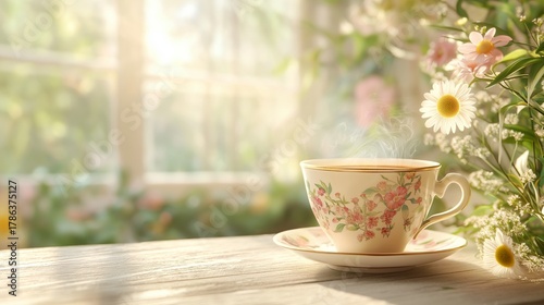 Wallpaper Mural Hot tea cup kept near window and monsoon feel Torontodigital.ca