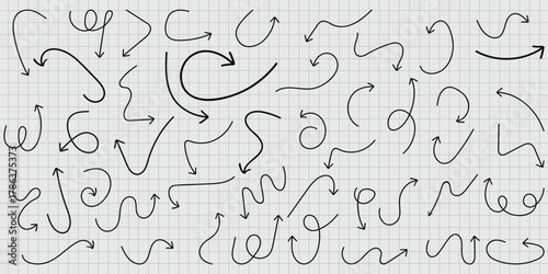 Arrow Collection Hand Drawn Directional Elements Sketch Style Arrows Design Resource Navigation Signage Pointing