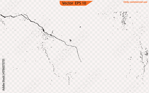 Cracked  transparent background, cracked  effect, broken glass, cracked windows, cracked mirror or wall. EPS 10. Vector illustration. Only commercial use