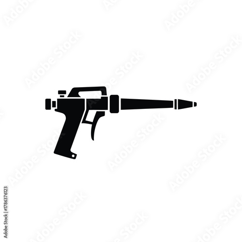 Black silhouette of a spray gun on white background