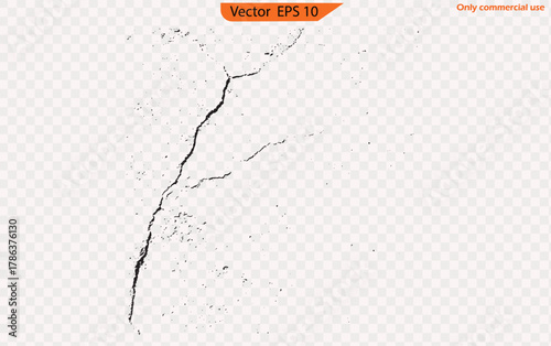 Wall Cracks and Fracture Surface Set – Realistic Broken Collapse, Cleft Rift, and Cracked Glass Texture on Transparent Background for Design and Overlay Effects