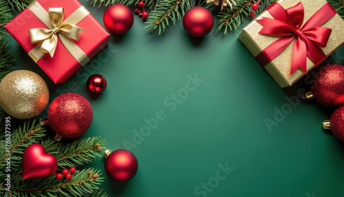 Christmas celebration gift presentation home decorative image festive atmosphere top-down view holiday spirit