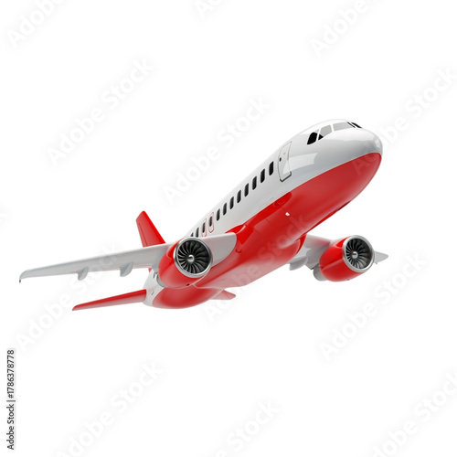 Jet airplane flight in the sky white and red aircraft airliner jet travel transport
