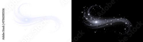 Winter wind swirl, snow blizzard, magic snowflake overlay. PNG for transparent design, adding cold, Christmas, or fantasy magic effect.