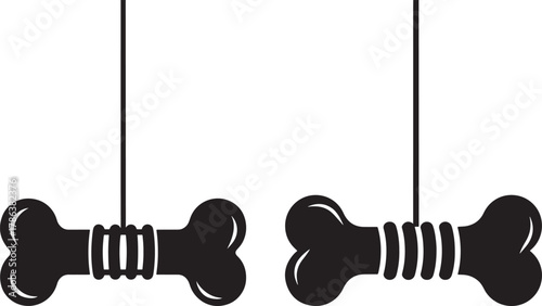 Two dog bone silhouettes hanging silhouette