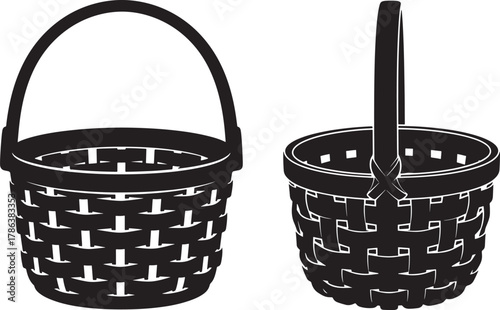 Two woven baskets silhouette