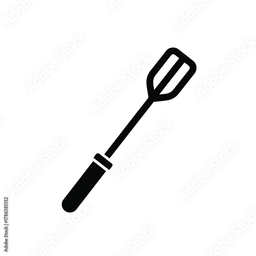 Black spatula icon on white background kitchen utensil