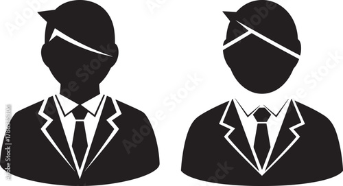 Two business people in suits silhouette