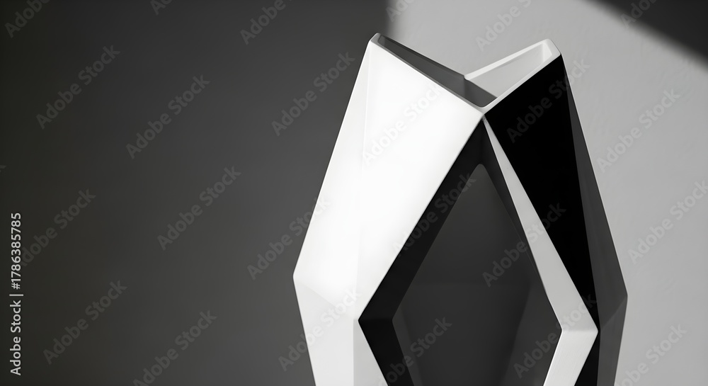 Fototapeta premium Abstract geometric structure in monochrome with dramatic light and shadows