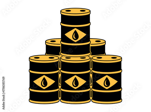 Stacked industrial oil drums ready for transport, symbolizing energy and commodities