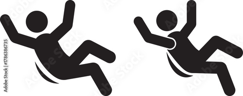 Two figures falling silhouette