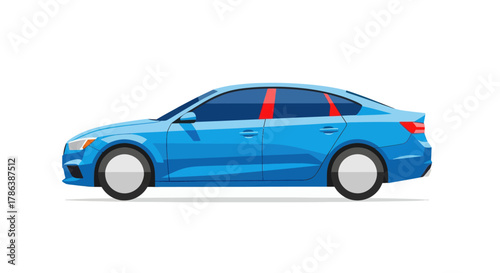Blue sedan car illustration modern vehicle design isolated on white background