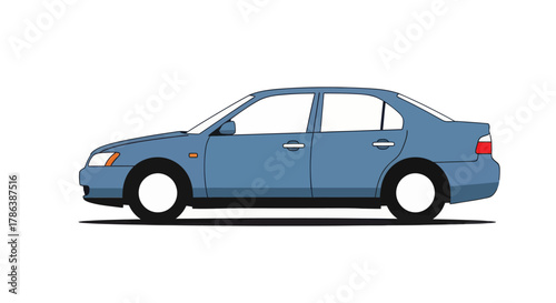 Blue sedan car vector illustration isolated on white background perfect for transportation and automotive design projects