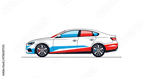 Car wrap design vector illustration for vehicle branding and advertising isolated on white background