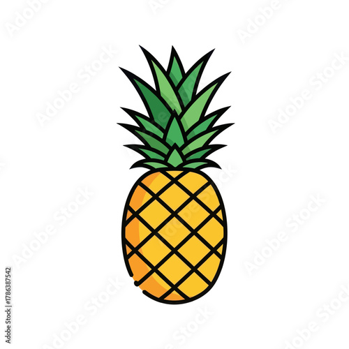 Pineapple vector illustration tropical fruit in flat design isolated on white background