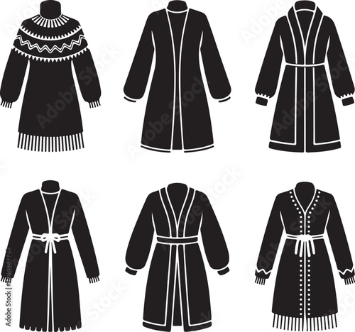 Collection of various black flat design fashion garments and clothing items vector Vector